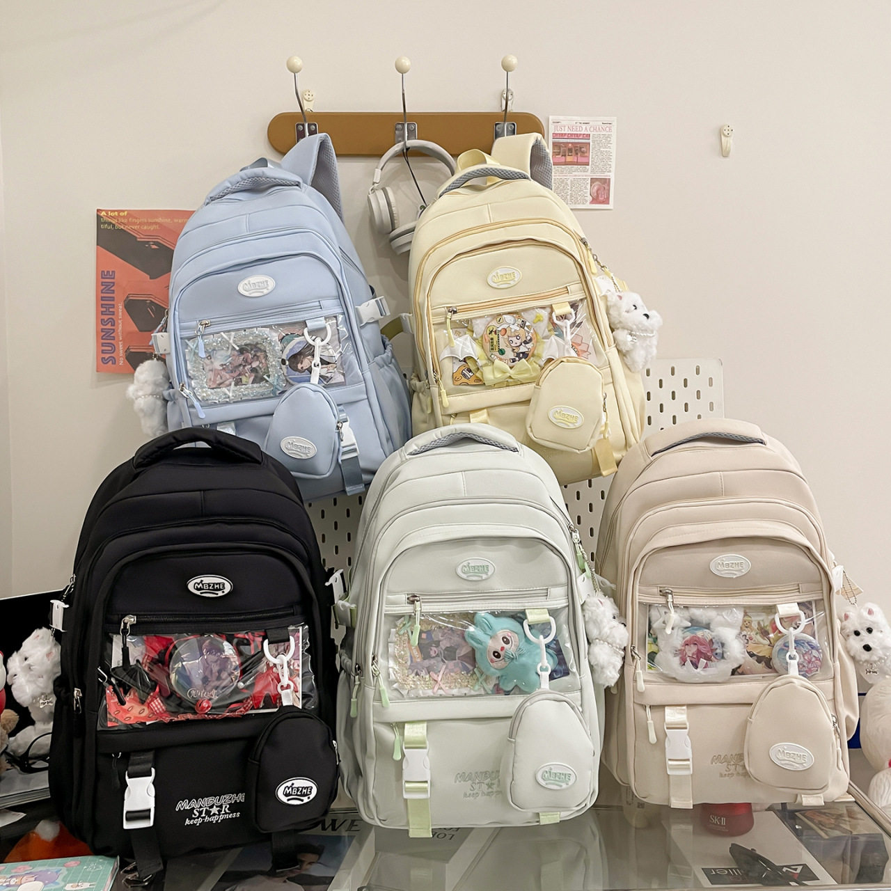 日系in百搭甜美校园书包小学初中学生大容量痛包双肩包爆款