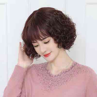 假发女中长卷发全头套女士妈妈真发套全真人发丝自然卷发型假头发