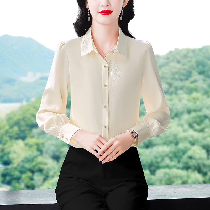 RIERA妈妈雪纺长袖衬衫女士春秋2025新款春装衬衣女时尚洋气早春
