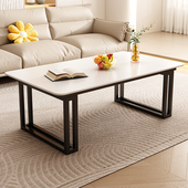 岩板茶几家用客厅小户型简约现代奶茶风轻奢方形茶台新款 茶几桌子