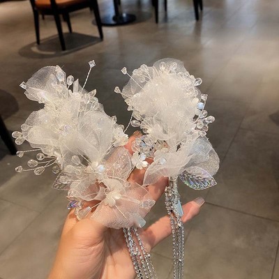 李一桐同款发夹珍珠流苏仙气婚礼发卡蝴蝶翅膀精灵头饰小仙女发饰