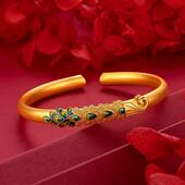 婚嫁首饰复古民族合金孔雀手镯古法烧蓝镯子