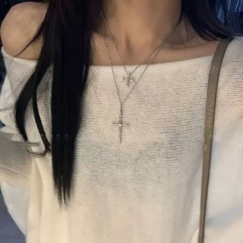 十字架项链叠戴项链时尚基础款甜酷辣妹颈链百搭冷淡风高颜值配饰
