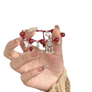 小众设计高颜值轻奢藏式手链带铃铛高级感新中式蝴蝶手绳