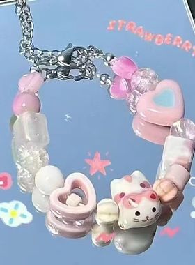 多巴胺串珠手链可爱小众小学生女生闺蜜儿童女童女孩手串生日礼物