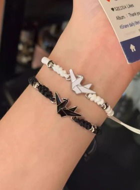 平安喜乐千纸鹤编织手链小众白鸽