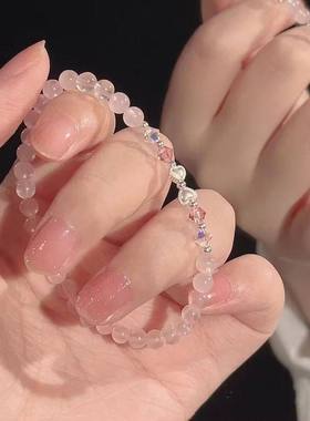 「蜜桃汽水」甜美蝴蝶结串珠手链爆闪碎石手串闺蜜手饰学生礼物