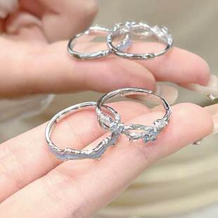 2026新款浪漫花枝情侣对戒荧光花语连理枝情侣对戒清冷送对象