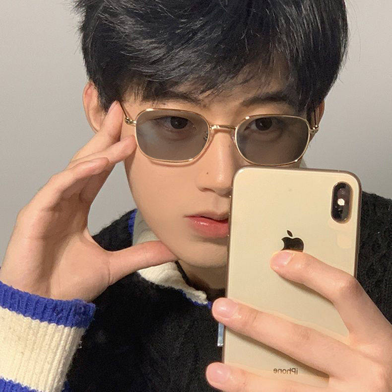 金丝边变色眼镜防蓝光时尚男女