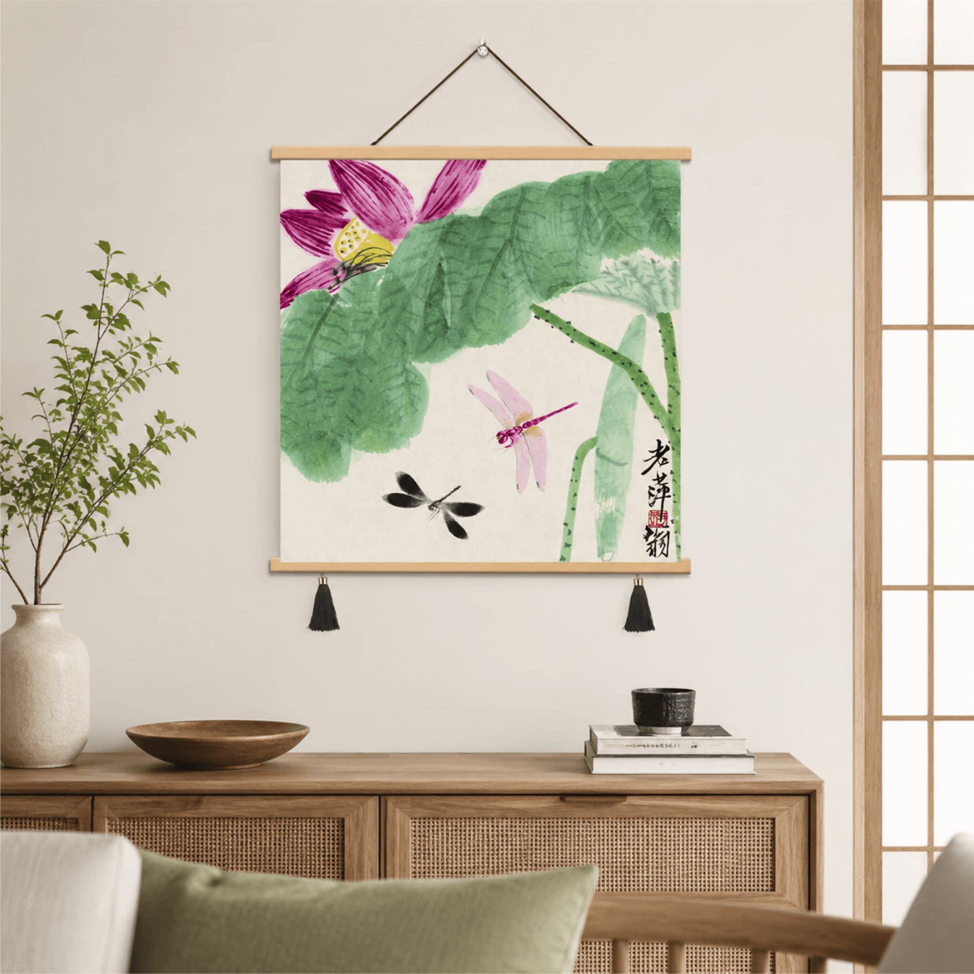 新中式齐白石荷花蜻蜓水墨国画精品客厅玄关书房卧室茶室装饰挂画
