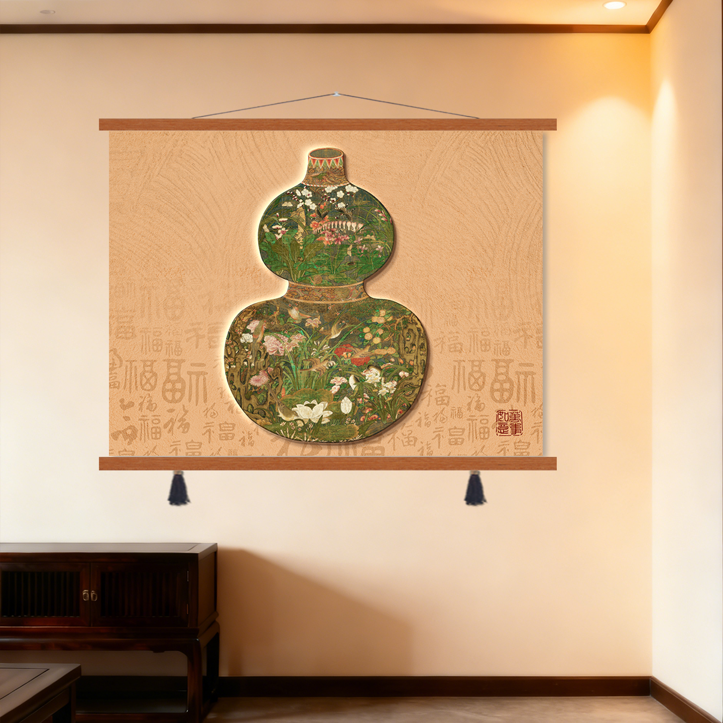 新中式葫芦入户玄关挂画福禄挂件