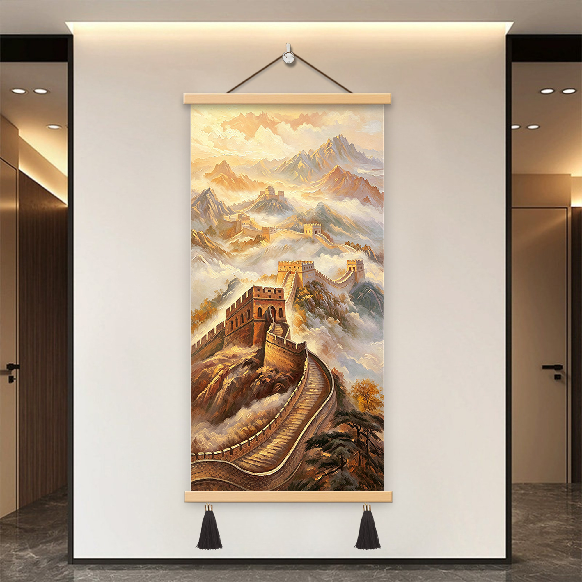 万里长城客厅挂画沙发背景墙壁画国画办公室装饰字画靠山图山水画