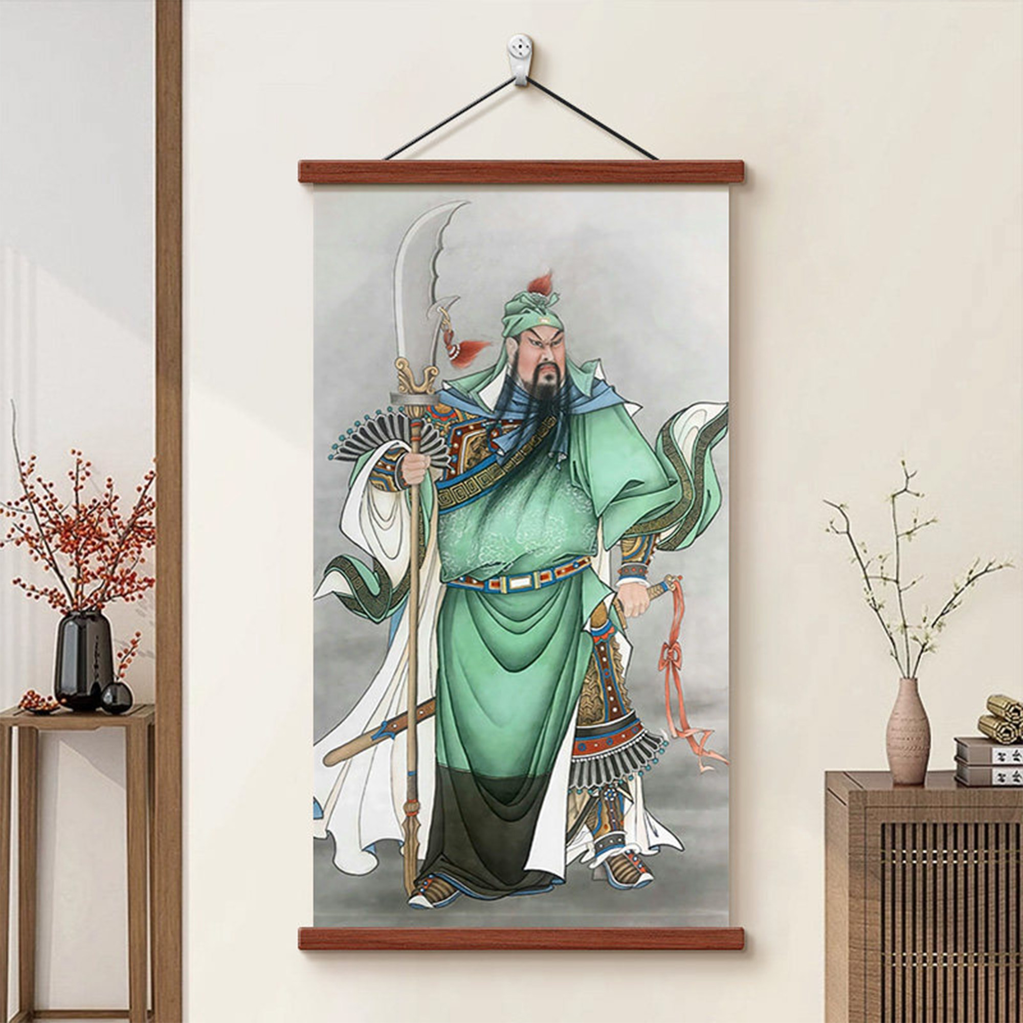 关公挂画玄关装饰画武财神关二爷画像关羽挂轴画客厅房间卧室入户