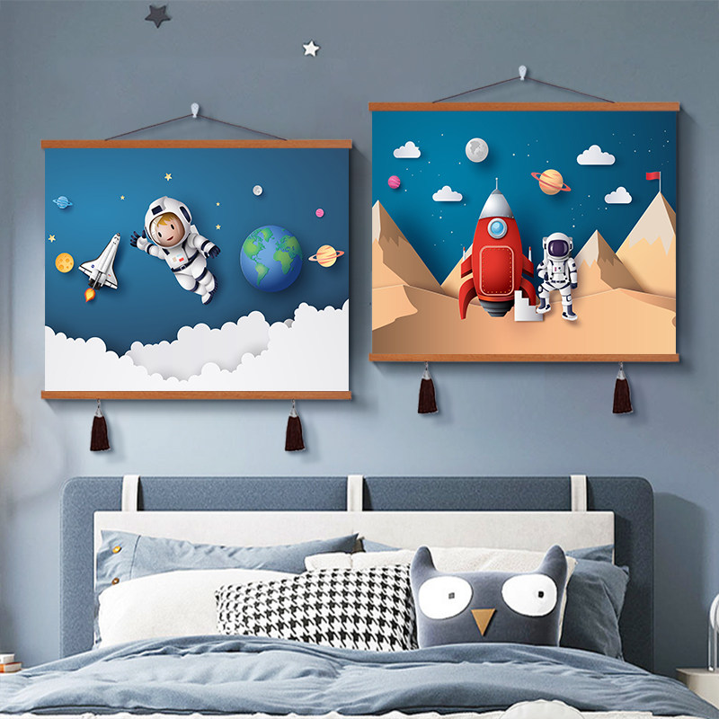 宇航员卡通宇宙电表箱装饰画背景墙现代简约配电箱空开箱遮挡挂画,家居饰品,现代装饰画,淘宝优惠券,粉丝福利购,淘宝优惠卷