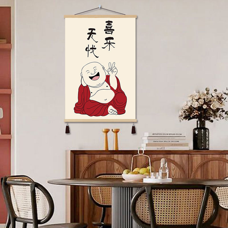 开心弥勒佛挂画佛系布艺装饰画禅意笑口常开餐厅饭厅茶室玄关挂饰,家居饰品,现代装饰画,淘宝优惠券,粉丝福利购,淘宝优惠卷