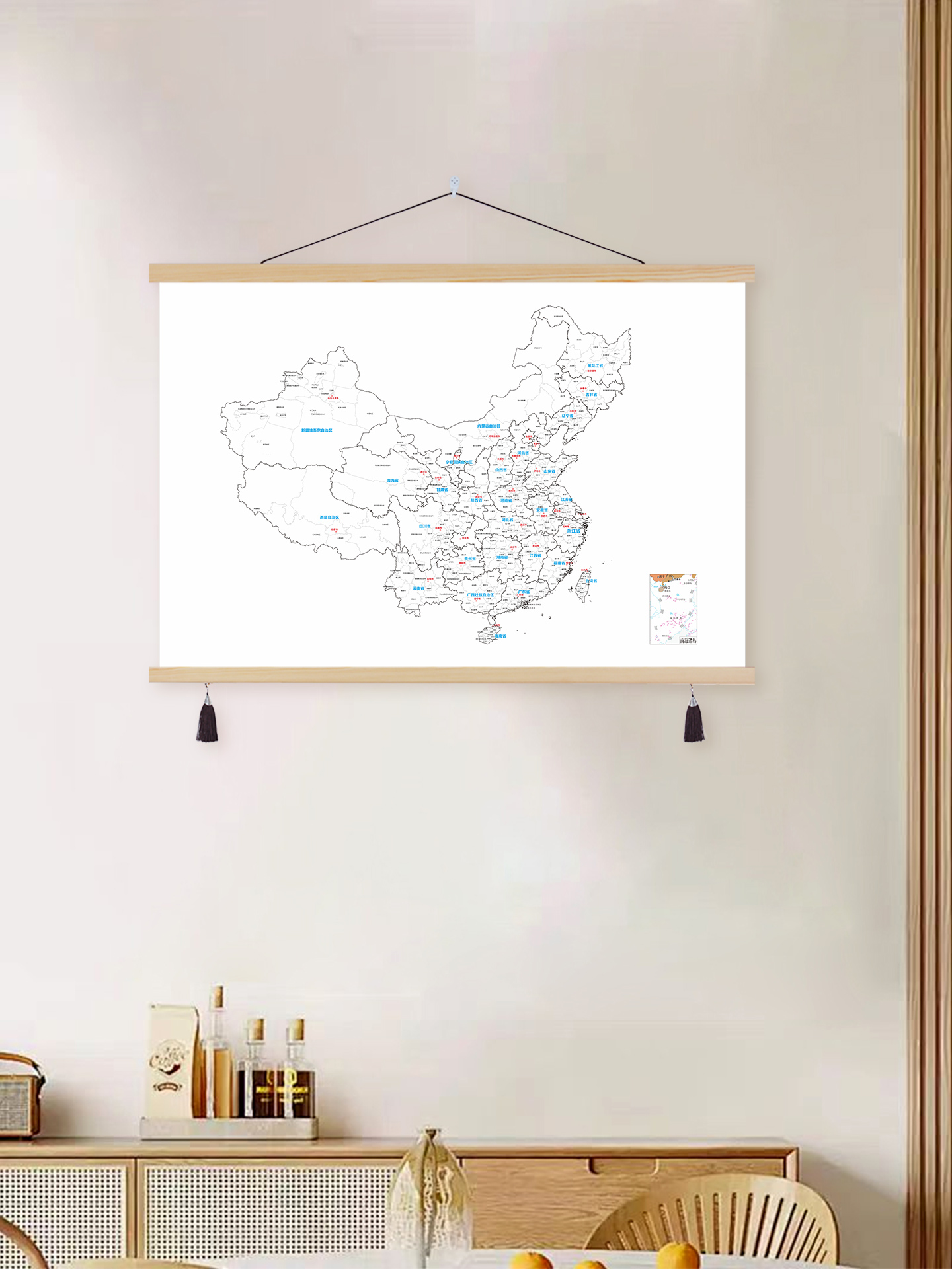 旅游足迹打卡地图挂画全中国旅行城市涂色记录标注装饰画墙壁挂轴