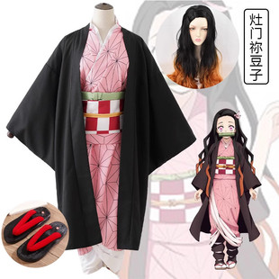 鬼灭之刃灶门祢豆子cos服羽织女装成人儿童假发动漫全套和服漫展