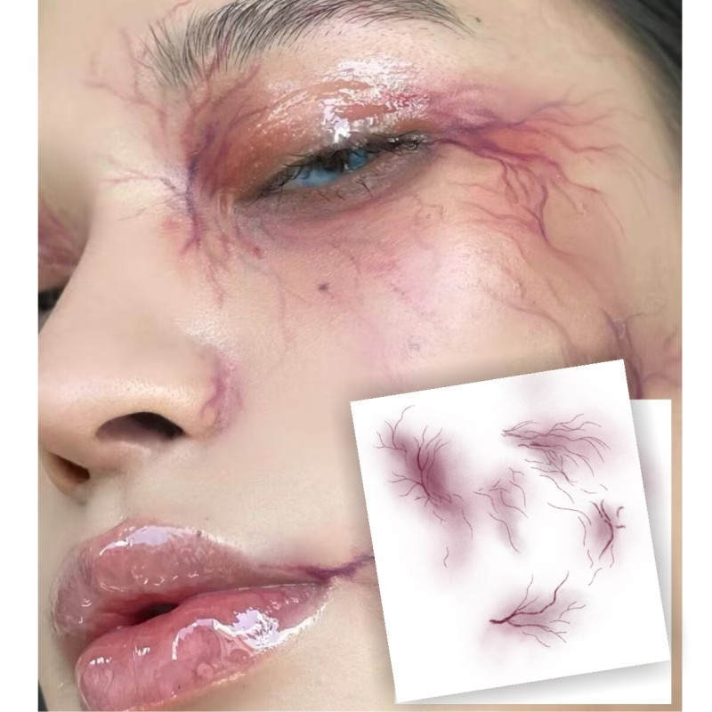 万圣节淤青纹身贴伤痕贴纸逼真3D腮红妆容男女擦伤仿妆贴脸贴