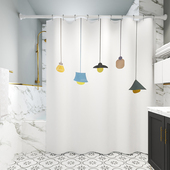 浴帘套装 防水布洗澡防霉浴室卫生间免打孔浴帘杆隔断帘子干湿分离