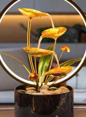 客厅招财流水喷泉循环水办公室桌面摆件轻奢高端大气上档次装饰品