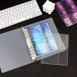 a5不等分竖2格活页本内页收纳票据镭射票6孔透明收纳卡册替芯内页