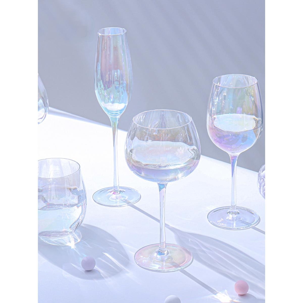 北欧梦幻2只彩虹水晶玻璃红酒杯水杯情侣高脚杯葡萄酒杯香槟杯子