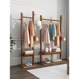 落地卧室挂衣架全实木衣帽架家用酒店民宿立式 置物架子 北欧新中式