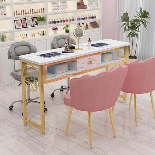内嵌式吸尘器美甲桌椅套装美甲店可旋转美甲椅网红轻奢高端美甲台
