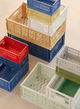 sort丹麦HAY可折叠彩色收纳篮塑料筐北欧整理收纳框COLOUR CRATE