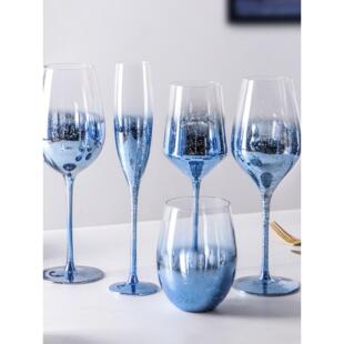 创意蓝色红酒杯高脚杯星空酒具套装 饰杯子 起泡酒宴会香槟杯展厅装