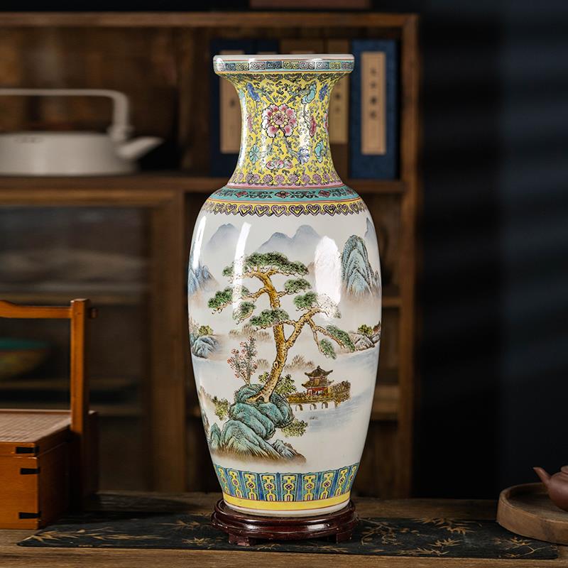 景德镇高60cm高端陶瓷大号花瓶客厅电视柜中式富贵竹插花装饰摆饰