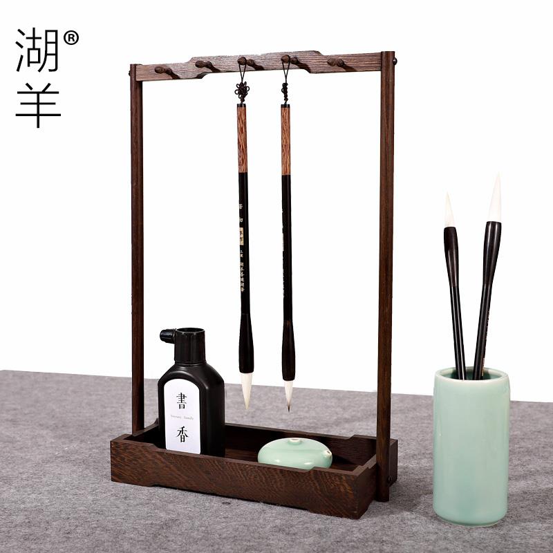 毛笔架笔挂鸡翅木覆古挂毛笔专用的笔架搁实木花梨木毛笔套装初学