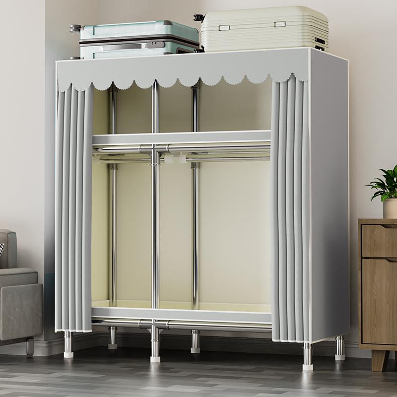 简易衣柜家用卧室出租房用布衣柜全钢架加粗加厚结实耐用组装衣橱