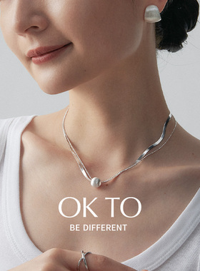 OKTO双层银色链球锁骨项链