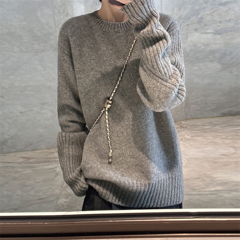 跨境女式100纯羊毛宽松大版慵懒风保暖套头内搭打底圆领提花毛衣,女装/女士精品,毛衣,淘宝优惠券,粉丝福利购,淘宝优惠卷