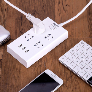 得力18282插座/插线板（4孔+USB*2）多功能办公书房宿舍安全排插