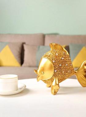 2026年年有鱼招财摆件轻奢玄关客厅电视柜酒柜办公室桌面摆设精致
