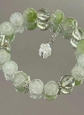 2026小红书小苍兰柠檬碎花手链超仙显白绿色碎花手串闺蜜学生手饰