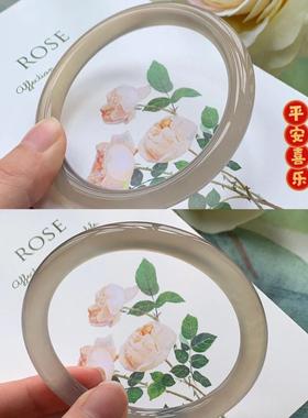 2026玛瑙手镯玉髓手镯冰种灰色玉镯子女款圆条叮当镯首饰礼品厂家