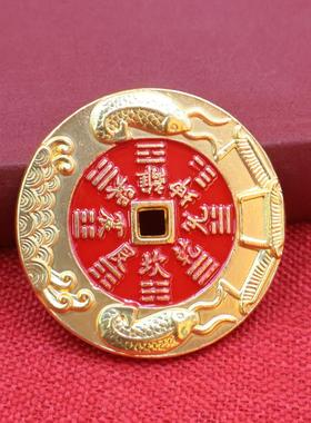 2026黄铜平安扣山鬼花钱吊坠纯黄铜项链道系男女挂件复古铜钱饰品