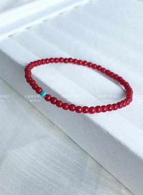 2026一颗绿松满肉满红柿子红仿南红色玛瑙手串弹力女夏本命年百搭