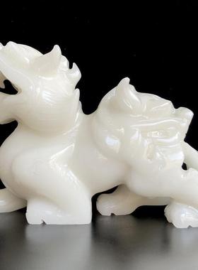 2026玉石貔貅摆件双头兽汉白玉一对招财店铺开业家居客厅玄关风水