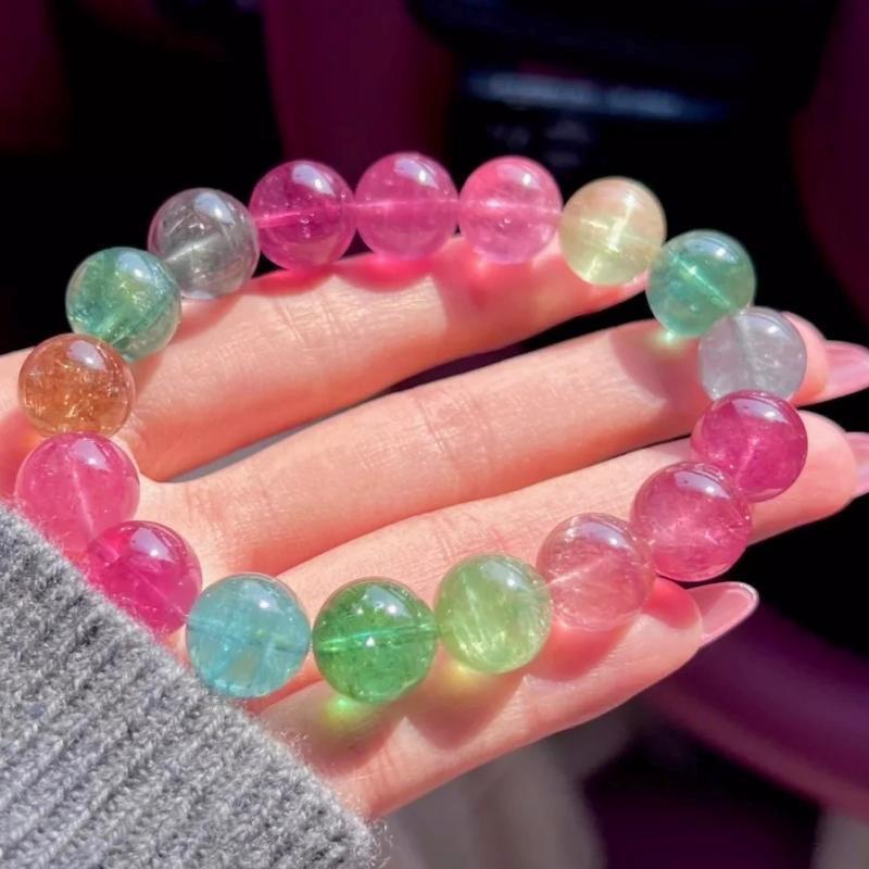 2025天然水晶手链女碧玺超七极光水晶饰品手串手镯金运石紫兔毛海