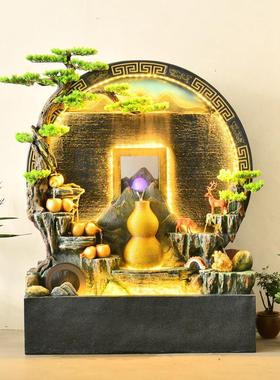 2026现代水幕墙流水屏风循环喷泉落地摆件酒店大堂公司阳台招财装