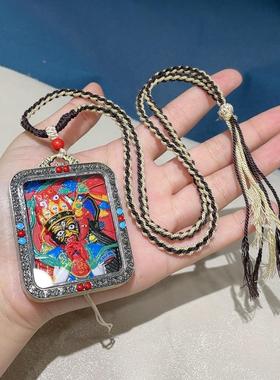 2026新中式朱砂红砂彩绘扎基拉姆吊坠唐卡挂件男女款项链饰品