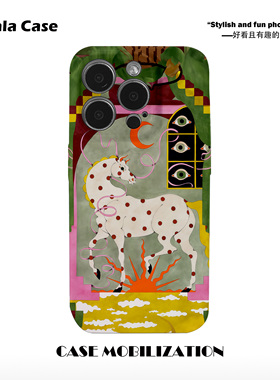 马年艺术复古波点马菲林二合一手机壳适用苹果17nova14华为p70mate60小米15opporeno14vivo荣耀300iPhone16