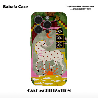 马年艺术复古波点马菲林二合一手机壳适用苹果17nova14华为p70mate60小米15opporeno14vivo荣耀300iPhone16