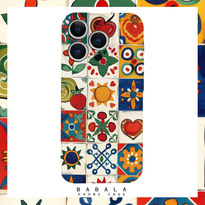 艺术马赛克不规则壁画菲林二合一手机壳适用苹果17nova14华为