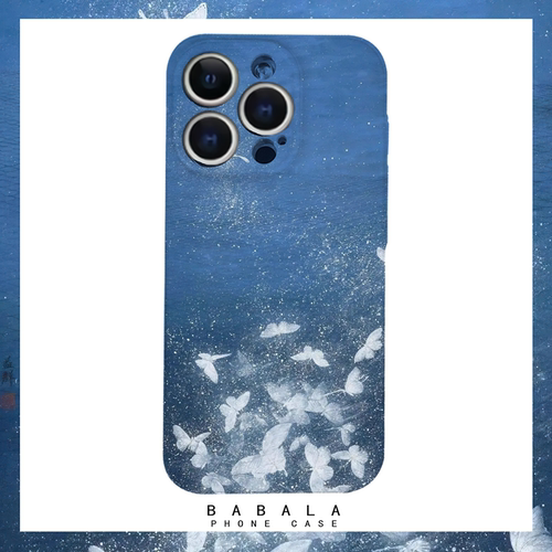 化蝶飞舞蓝色清新菲林二合一手机壳适用苹果17nova14华为p70mate60小米15reno14vivo荣耀300iPhone16