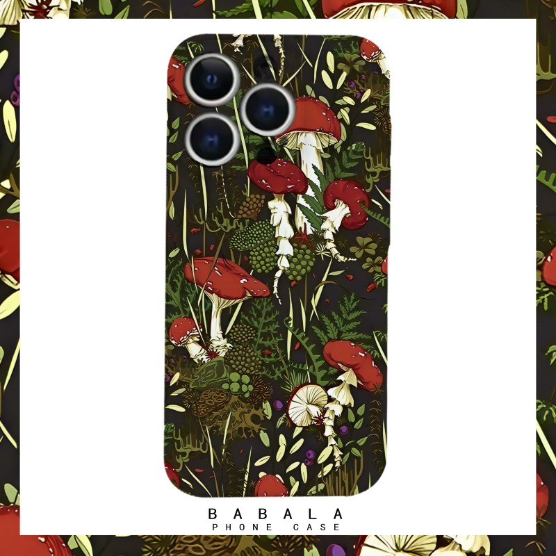 鲜艳红色的蘑菇满屏危险菲林二合一手机壳适用苹果17nova14华为p70mate60小米15reno14vivo荣耀300iPhone16